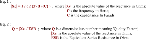 Equations 1 & 2 of Q & ESR Explained